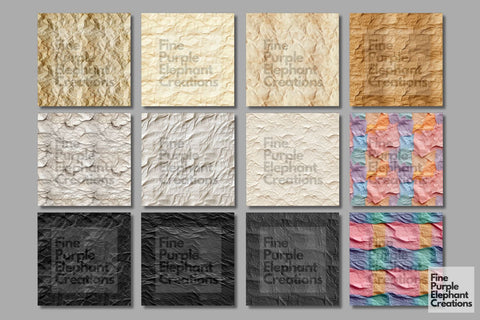 Wrinkled Folded Paper Texture Digital Paper | Junk Journal Background Digital Pattern Fine Purple Elephant Creations 