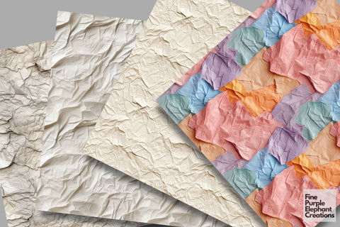 Wrinkled Folded Paper Texture Digital Paper | Junk Journal Background Digital Pattern Fine Purple Elephant Creations 