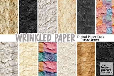 Wrinkled Folded Paper Texture Digital Paper | Junk Journal Background Digital Pattern Fine Purple Elephant Creations 