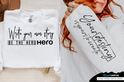 Write your own story be the hero Sleeve SVG Design, Inspirational sleeve SVG, Motivational Sleeve SVG Design, Positive Sleeve SVG SVG Regulrcrative 