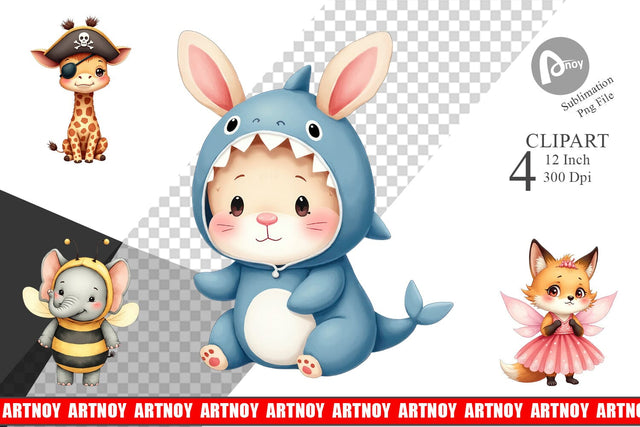 Wrong Costume Baby Animals Clipart Sublimation artnoy 
