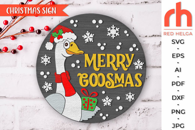 Xmas Goose Door Sign SVG, Christmas Hanger Cut File SVG RedHelgaArt 