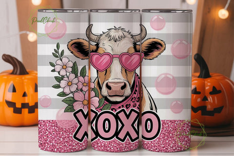 XOXO Cow Valentine's 20oz Tumbler Sublimation PixelChick 