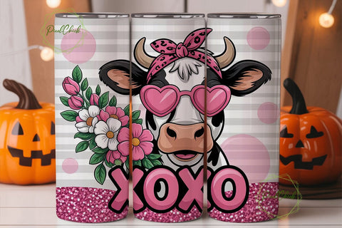 XOXO Cow Valentine's 20oz Tumbler Sublimation PixelChick 