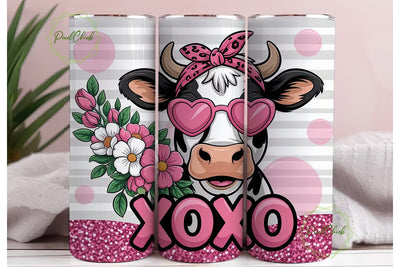 XOXO Cow Valentine's 20oz Tumbler Sublimation PixelChick 