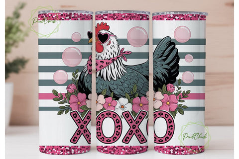 XOXO Hen 20oz Tumbler Wrap Sublimation PixelChick 