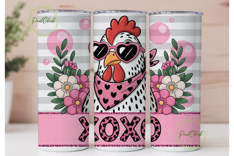 XOXO Hen 20oz Tumbler Wrap Sublimation PixelChick 