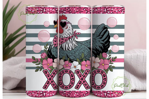 XOXO Hen 20oz Tumbler Wrap Sublimation PixelChick 