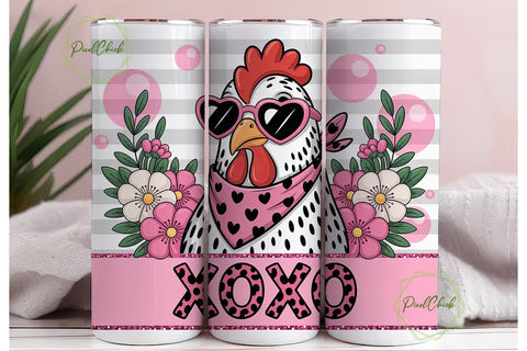 XOXO Hen 20oz Tumbler Wrap Sublimation PixelChick 