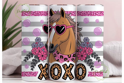 XOXO Horse 20oz Tumbler Wrap Sublimation PixelChick 