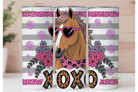 XOXO Horse 20oz Tumbler Wrap Sublimation PixelChick 
