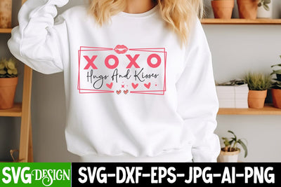 Xoxo Hugs And kisses SVG Design, Valentine's Day SVG Cut File,Happy Valentine's Day SVG ,Valentine SVG SVG BlackCatsMedia 