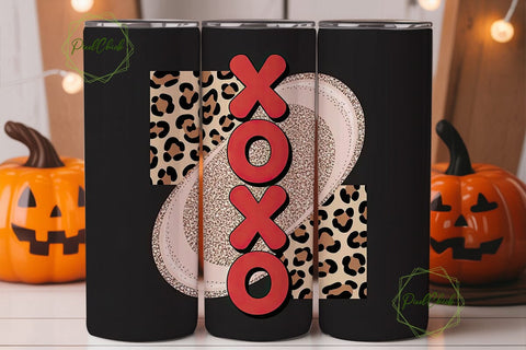 XOXO Leopard Glitter 20oz Tumbler Wrap Sublimation PixelChick 