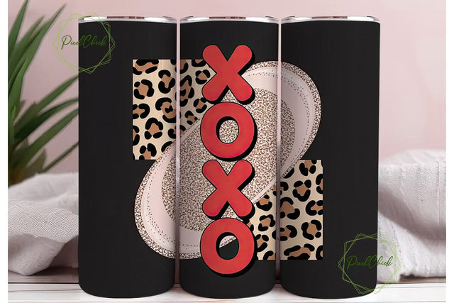 XOXO Leopard Glitter 20oz Tumbler Wrap Sublimation PixelChick 