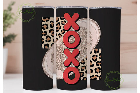 XOXO Leopard Glitter 20oz Tumbler Wrap Sublimation PixelChick 