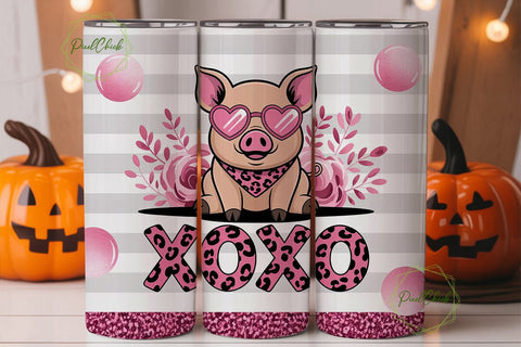 XOXO Pig 20oz Tumbler Wrap Sublimation PixelChick 