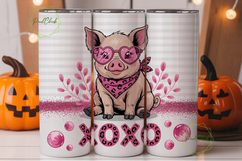 XOXO Pig 20oz Tumbler Wrap Sublimation PixelChick 
