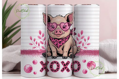 XOXO Pig 20oz Tumbler Wrap Sublimation PixelChick 