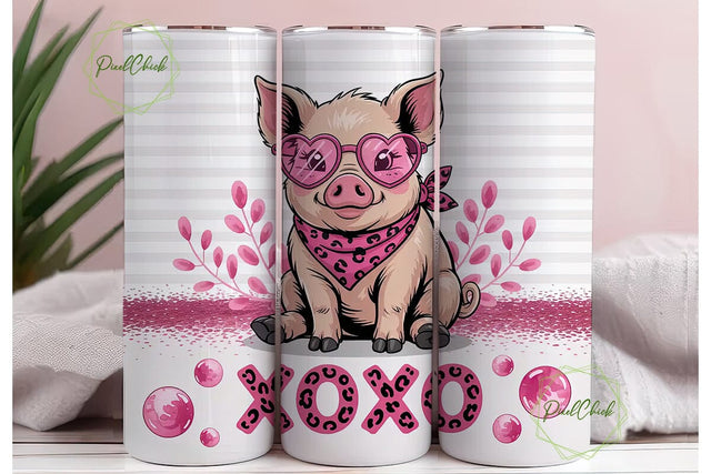 XOXO Pig 20oz Tumbler Wrap Sublimation PixelChick 