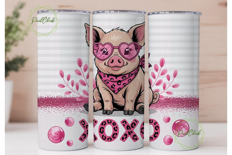 XOXO Pig 20oz Tumbler Wrap Sublimation PixelChick 