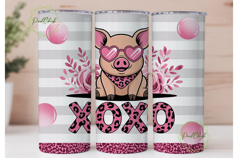 XOXO Pig 20oz Tumbler Wrap Sublimation PixelChick 