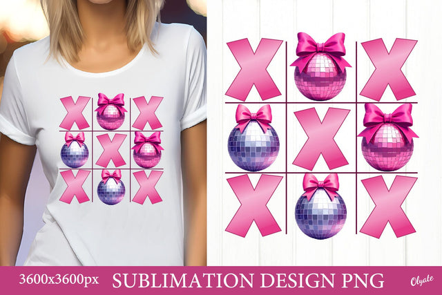 XOXO PNG, Pink Bow PNG, Disco Ball PNG. Valentines Day PNG Sublimation Olga Terlyanskaya 