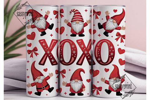 XOXO Valentine Gnomes Tumbler Wrap Sublimation sassyprint 