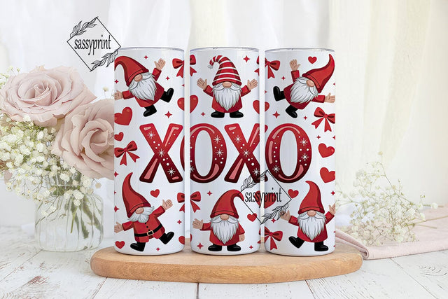 XOXO Valentine Gnomes Tumbler Wrap Sublimation sassyprint 