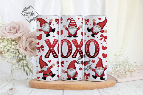 XOXO Valentine Gnomes Tumbler Wrap Sublimation sassyprint 