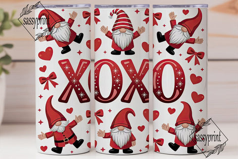 XOXO Valentine Gnomes Tumbler Wrap Sublimation sassyprint 