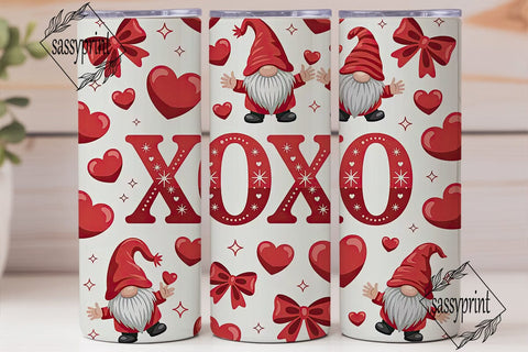 XOXO Valentine Gnomes Tumbler Wrap Sublimation sassyprint 
