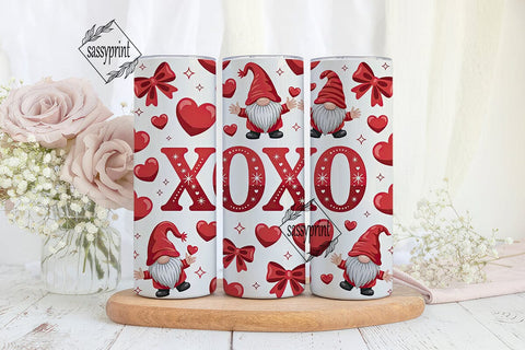XOXO Valentine Gnomes Tumbler Wrap Sublimation sassyprint 