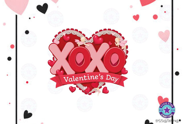 XOXO Valentine Heart PNG Sublimation SVG FiveStarCrafting 