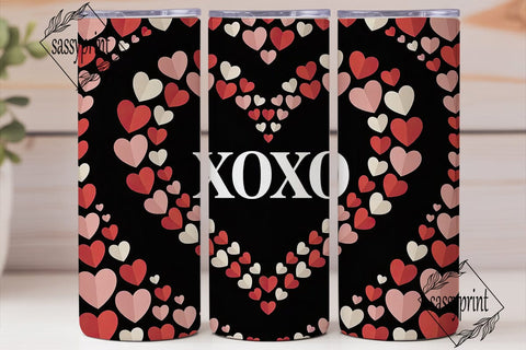 XOXO Valentine's Confetti Heart Tumbler Sublimation sassyprint 