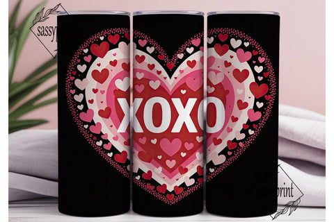 XOXO Valentine's Confetti Heart Tumbler Sublimation sassyprint 