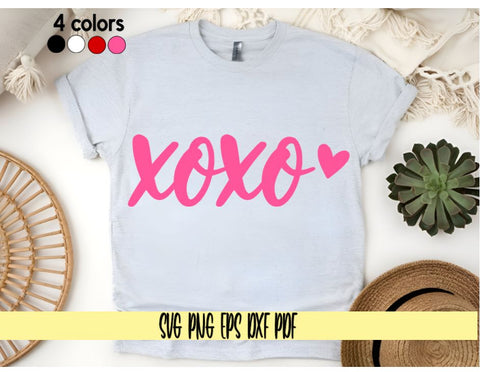 XOXO Valentine's Day Heart in 4 Colors - Digital Cut File for Cricut - SVG PNG PDF DXF EPS SVG DigitalDesigns365 
