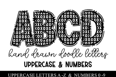 XOXO Valentines Doodle Letter Alphabet Sublimation BijouBay 