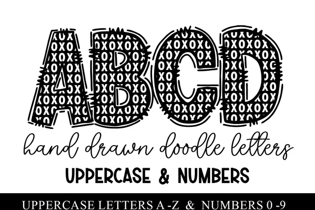 XOXO Valentines Doodle Letter Alphabet Sublimation BijouBay 