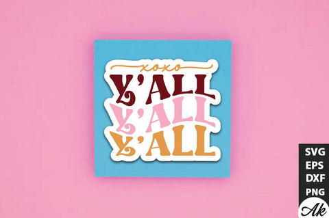 Xoxo y'all Retro Stickers Design SVG akazaddesign 