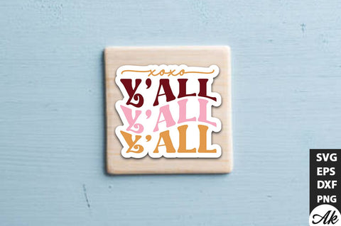 Xoxo y'all Retro Stickers Design SVG akazaddesign 
