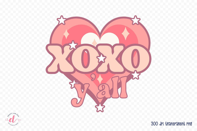 Xoxo Y'all, Retro Valentines Sublimation Sublimation CraftLabSVG 