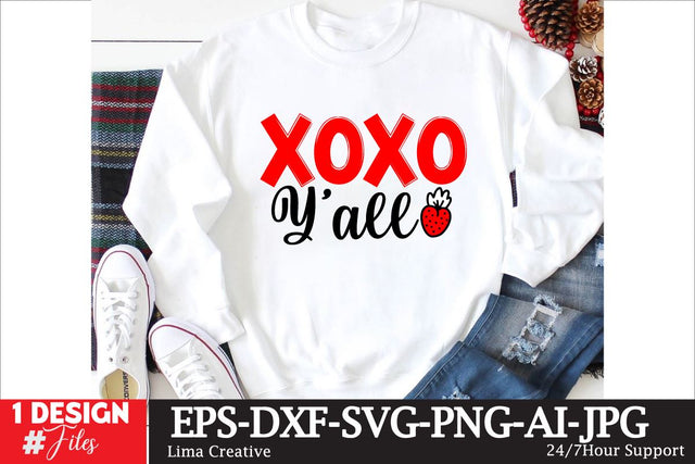 Xoxo Y’all SVG Cut File, Happy Valentine's Day, Valentine's Day SVG Quotes, Valentine's Day Sublimation PNG, Valentne's Day T-shirt Design, Valentine's Day SVG Insomnia Std 