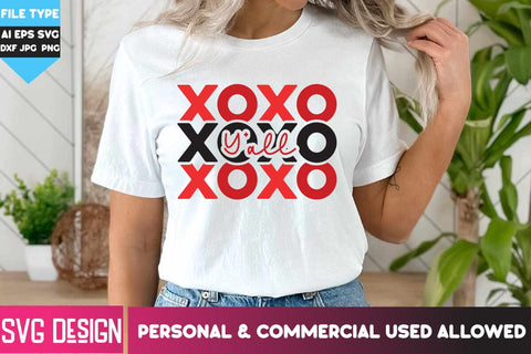 XOXO y'all SVG Cut File ,XOXO y'all SVG Design. XOXO y'all Sublimation PNG, Valentine's Day SVG Design SVG BlackCatsMedia 