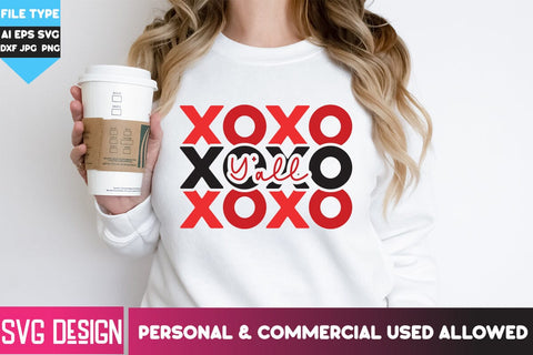 XOXO y'all SVG Cut File ,XOXO y'all SVG Design. XOXO y'all Sublimation PNG, Valentine's Day SVG Design SVG BlackCatsMedia 