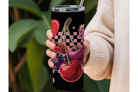 Y2K Cherry Hearts 20oz Tumbler Wrap Sublimation DesignSVG 