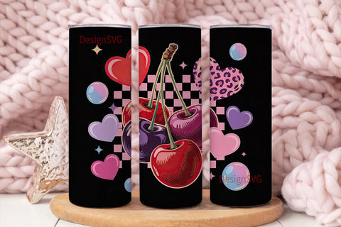 Y2K Cherry Hearts 20oz Tumbler Wrap Sublimation DesignSVG 