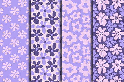 Y2k Groovy Flowers Seamless Patterns Digital Pattern Rin Green 