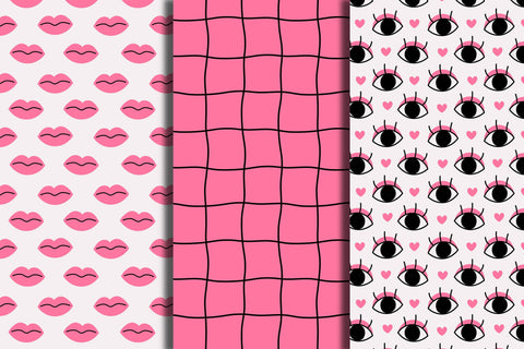 Y2K Pink Seamless Patterns Digital Pattern Rin Green 