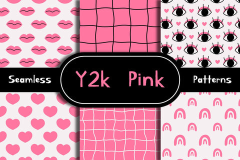 Y2K Pink Seamless Patterns Digital Pattern Rin Green 