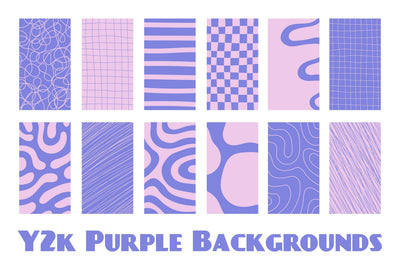 Y2K Purple Backgrounds Digital Pattern Rin Green 